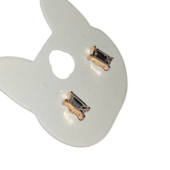 Small Gold Crystal Stud Earrings - Picture 2 of 4